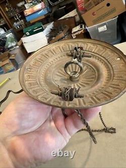 Vintage Antique Hanging Parlor Oil Lamp Part Ornate Frame Brass GWTW