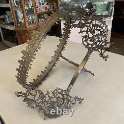 Vintage Antique Hanging Parlor Oil Lamp Part Ornate Frame Brass GWTW