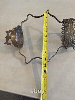 Vintage Antique Hanging Parlor Oil Lamp Part Ornate Frame Brass GWTW