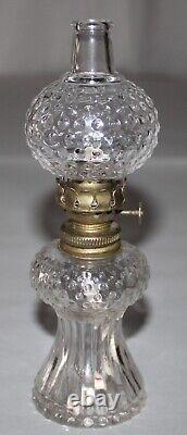 Vintage Antique Oil Kerosene Lamps By L. E. Smith Clear Glass Hobnail Set Of 2