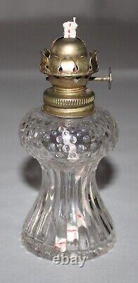 Vintage Antique Oil Kerosene Lamps By L. E. Smith Clear Glass Hobnail Set Of 2