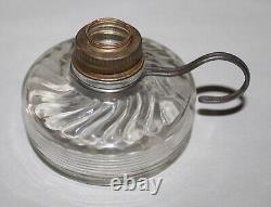 Vintage Antique Oil Kerosene Lamps Clear Glass Swirl-Font WithWire Handle