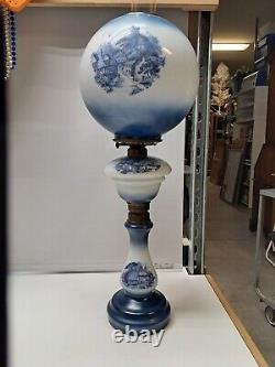 Vintage Antique Oil Lamp Hand Painted, GWTW 26 Tall, All Original