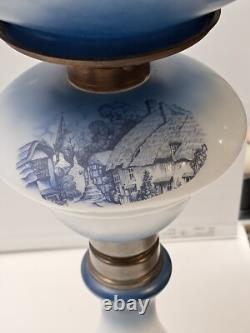 Vintage Antique Oil Lamp Hand Painted, GWTW 26 Tall, All Original