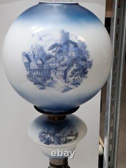 Vintage Antique Oil Lamp Hand Painted, GWTW 26 Tall, All Original