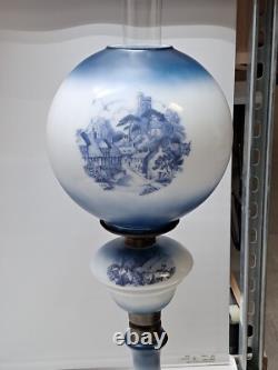 Vintage Antique Oil Lamp Hand Painted, GWTW 26 Tall, All Original