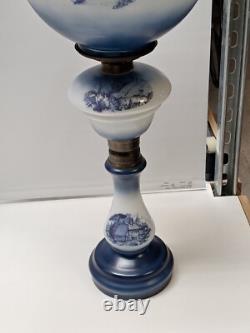 Vintage Antique Oil Lamp Hand Painted, GWTW 26 Tall, All Original