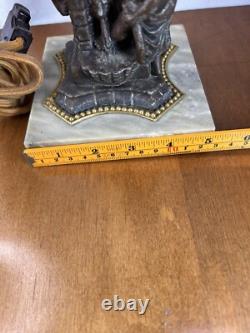Vintage Antique Oil Lamp Heavy Naughty Well Lady Legs And Leprechaun Converted