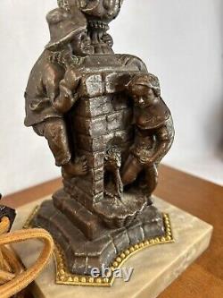 Vintage Antique Oil Lamp Heavy Naughty Well Lady Legs And Leprechaun Converted