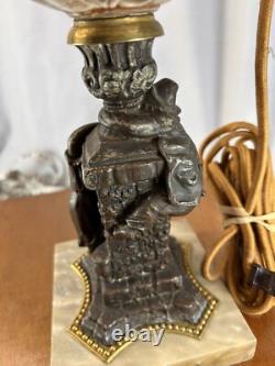 Vintage Antique Oil Lamp Heavy Naughty Well Lady Legs And Leprechaun Converted