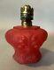 Vintage Antique Satin Glass Miniature Oil Lamp Lion Head Base