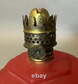 Vintage Antique Satin Glass Miniature Oil Lamp Lion Head Base