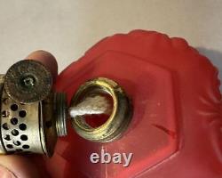 Vintage Antique Satin Glass Miniature Oil Lamp Lion Head Base