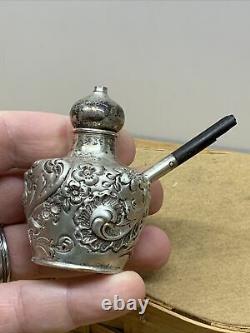 Vintage Antique Sterling Silver Handheld Gimbal Oil Lamp