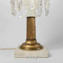 Vintage Antique Victorian Astral Oil Lamp With Gilted Bronze Decoration & Prisms