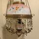 Vintage Antique Victorian Hanging Oil Parlor Library Lamp With Matching Font Shade