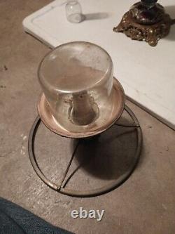 Vintage Art Nouveau French Table Oil Lamp Red Parlor Victorian