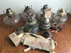 Vintage Assorted Clear Glass oil kerosene lamps parts lot