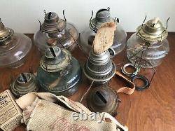 Vintage Assorted Clear Glass oil kerosene lamps parts lot