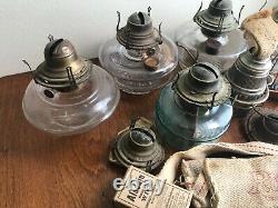 Vintage Assorted Clear Glass oil kerosene lamps parts lot