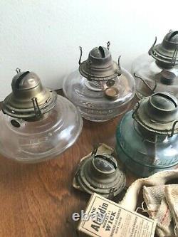 Vintage Assorted Clear Glass oil kerosene lamps parts lot