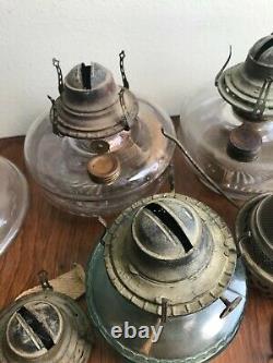 Vintage Assorted Clear Glass oil kerosene lamps parts lot