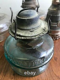 Vintage Assorted Clear Glass oil kerosene lamps parts lot