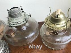 Vintage Assorted Clear Glass oil kerosene lamps parts lot