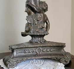 Vintage Beautiful Large Victorian Parlour Oil/Lamp withCupid/Cherub and Crystals