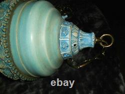 Vintage Blue Rain Oil Swag Lamp Nude Greek Goddess Working
