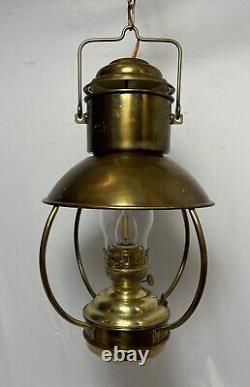 Vintage Brass Hanging Nautical Trawler Oil Lantern Swag Lamp DHR Kosmos Brenner