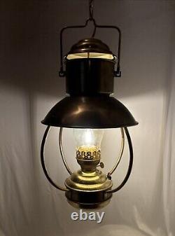 Vintage Brass Hanging Nautical Trawler Oil Lantern Swag Lamp DHR Kosmos Brenner