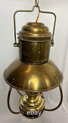 Vintage Brass Hanging Nautical Trawler Oil Lantern Swag Lamp DHR Kosmos Brenner