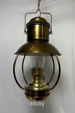 Vintage Brass Hanging Nautical Trawler Oil Lantern Swag Lamp DHR Kosmos Brenner