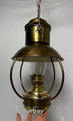 Vintage Brass Hanging Nautical Trawler Oil Lantern Swag Lamp DHR Kosmos Brenner