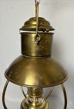 Vintage Brass Hanging Nautical Trawler Oil Lantern Swag Lamp DHR Kosmos Brenner