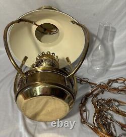 Vintage Brass Hanging Nautical Trawler Oil Lantern Swag Lamp DHR Kosmos Brenner