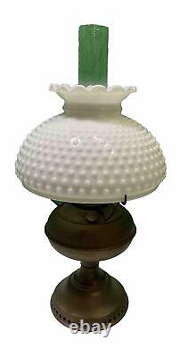 Vintage Brass Rayo Oil Lamp With Hobnail Lamp Shade 21 Height #24.96