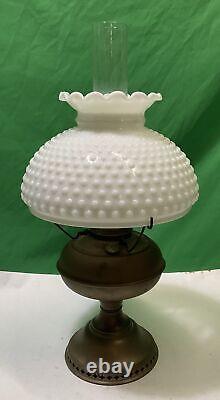 Vintage Brass Rayo Oil Lamp With Hobnail Lamp Shade 21 Height #24.96