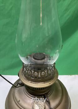 Vintage Brass Rayo Oil Lamp With Hobnail Lamp Shade 21 Height #24.96