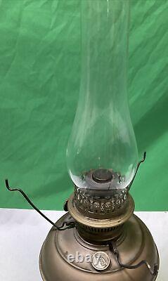 Vintage Brass Rayo Oil Lamp With Hobnail Lamp Shade 21 Height #24.96