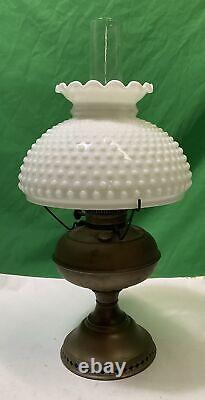 Vintage Brass Rayo Oil Lamp With Hobnail Lamp Shade 21 Height #24.96