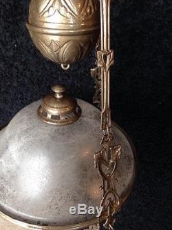 Vintage Church Sanctuary, Counter Weight, Hanging Lamp Chandelier- Oil Lamp