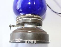Vintage Cobalt Blue Skaters Lantern Antique 1800s Nice Original Kerosene Lamp