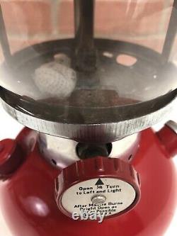 Vintage Coleman Model 200A Red Lamp Lantern Pyrex Globe Made in USA