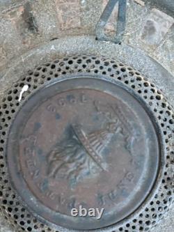 Vintage Copper Oil Lamp From 1892 On Stand