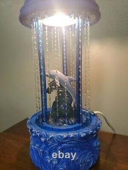 Vintage Dolphin Rain Fall Dripping Oil MOTION Lamp 16 high Works Light Rare HTF