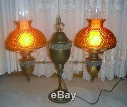 Vintage Double Student Lamp Bradley And Hubbard Oil Converted To Electric Rare