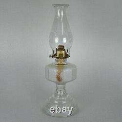 Vintage EAPG Antique Oil Kerosene Lamp Footed Clear Glass with Eagle Chimney Shade