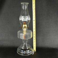 Vintage EAPG Antique Oil Kerosene Lamp Footed Clear Glass with Eagle Chimney Shade